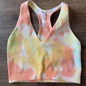 Tie dye ribbed cropped tank top.